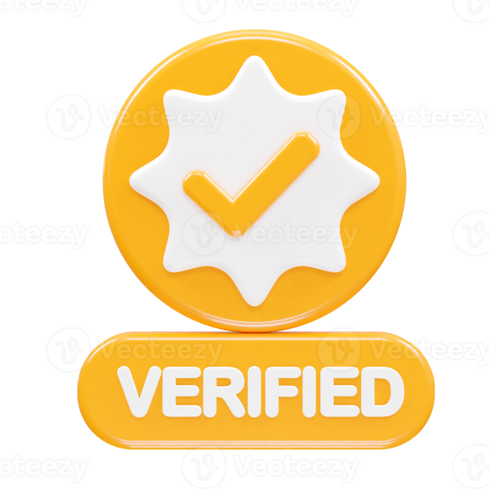 Verified icon illustration 3d rendering transparent element png