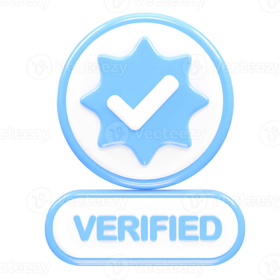 Verified icon illustration 3d rendering transparent element png