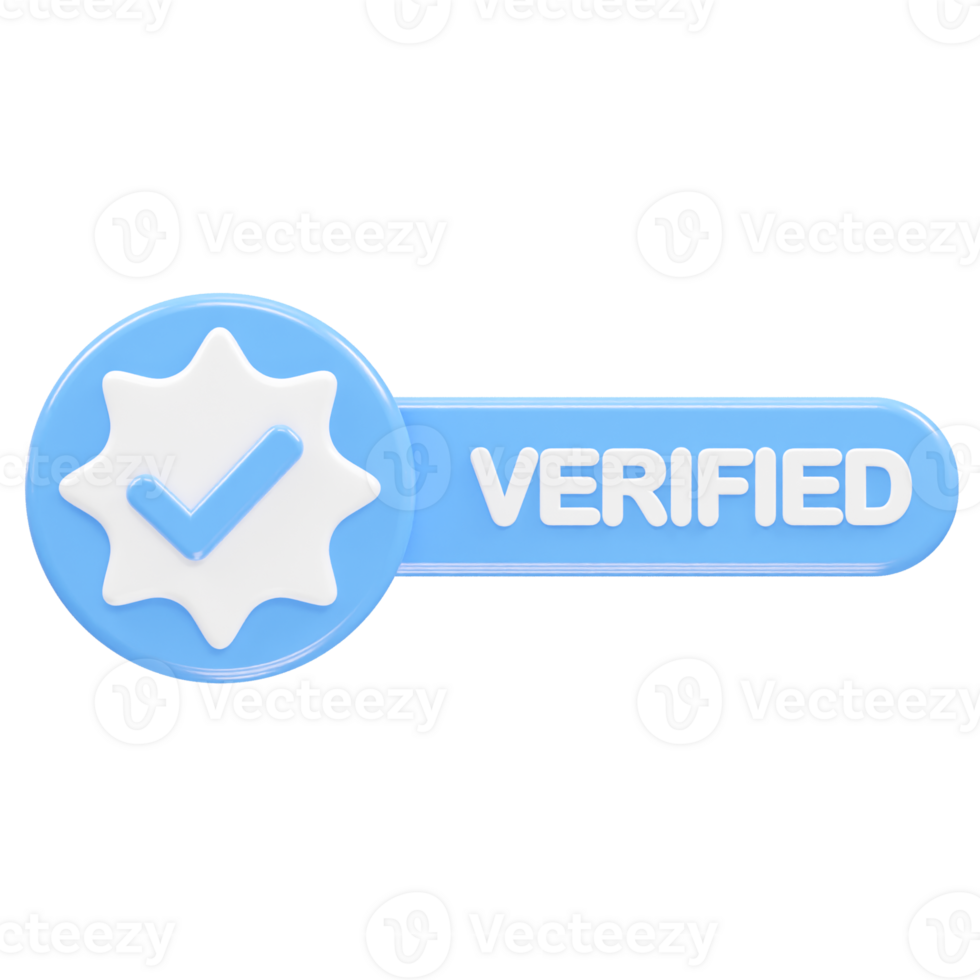 Verified icon illustration 3d rendering transparent element png