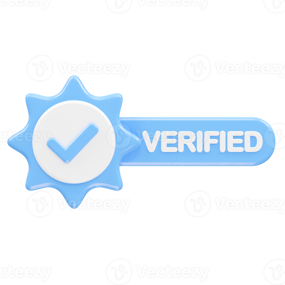 Verified icon illustration 3d rendering transparent element png