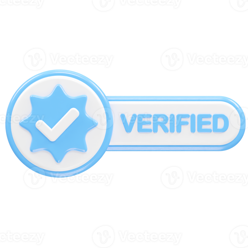 Verified icon illustration 3d rendering transparent element png