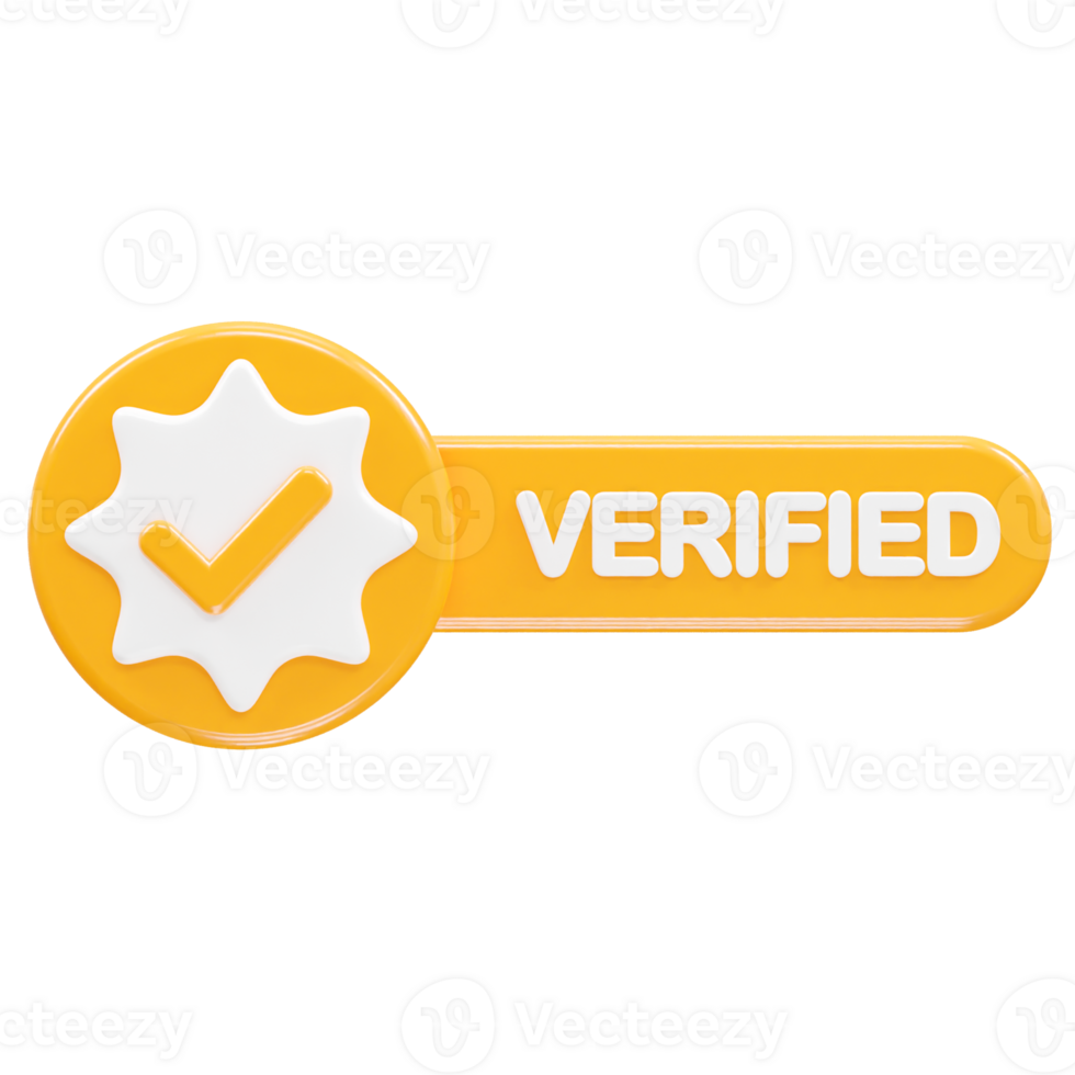 Verified icon illustration 3d rendering transparent element png
