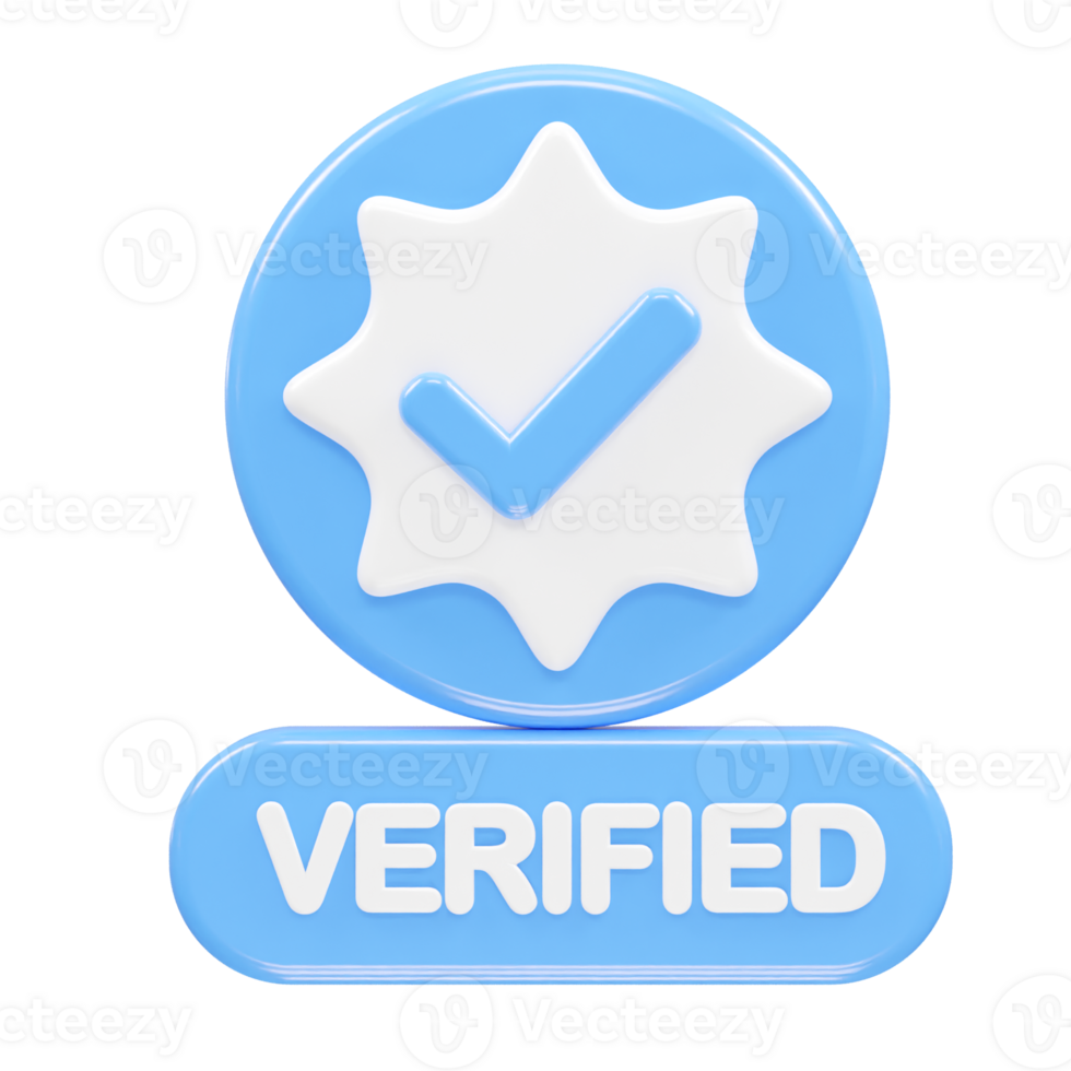 Verified icon illustration 3d rendering transparent element png