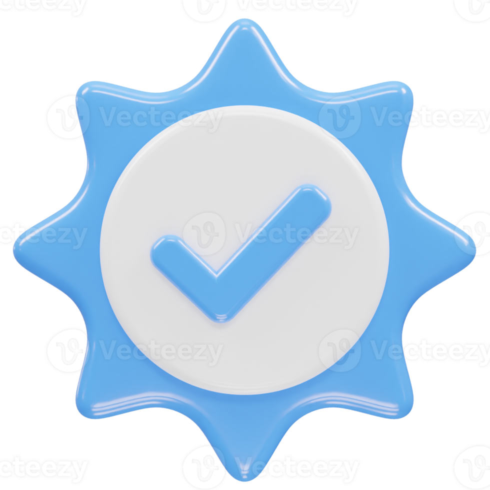 Verified icon illustration 3d rendering transparent element png