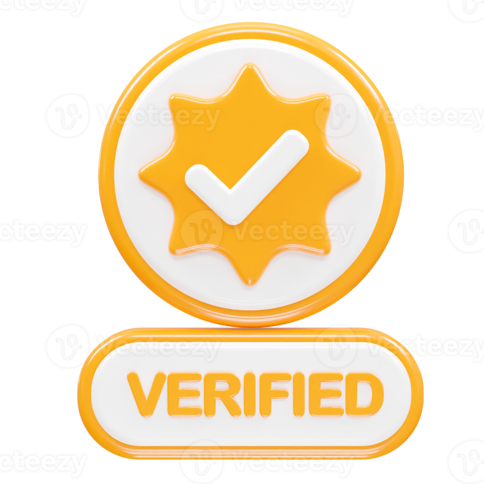 Verified icon illustration 3d rendering transparent element png