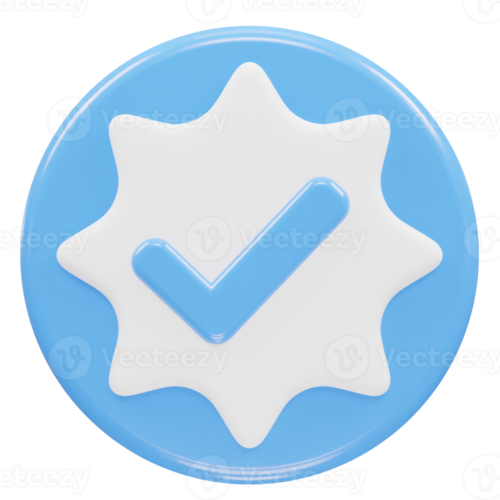 Verified icon illustration 3d rendering transparent element png