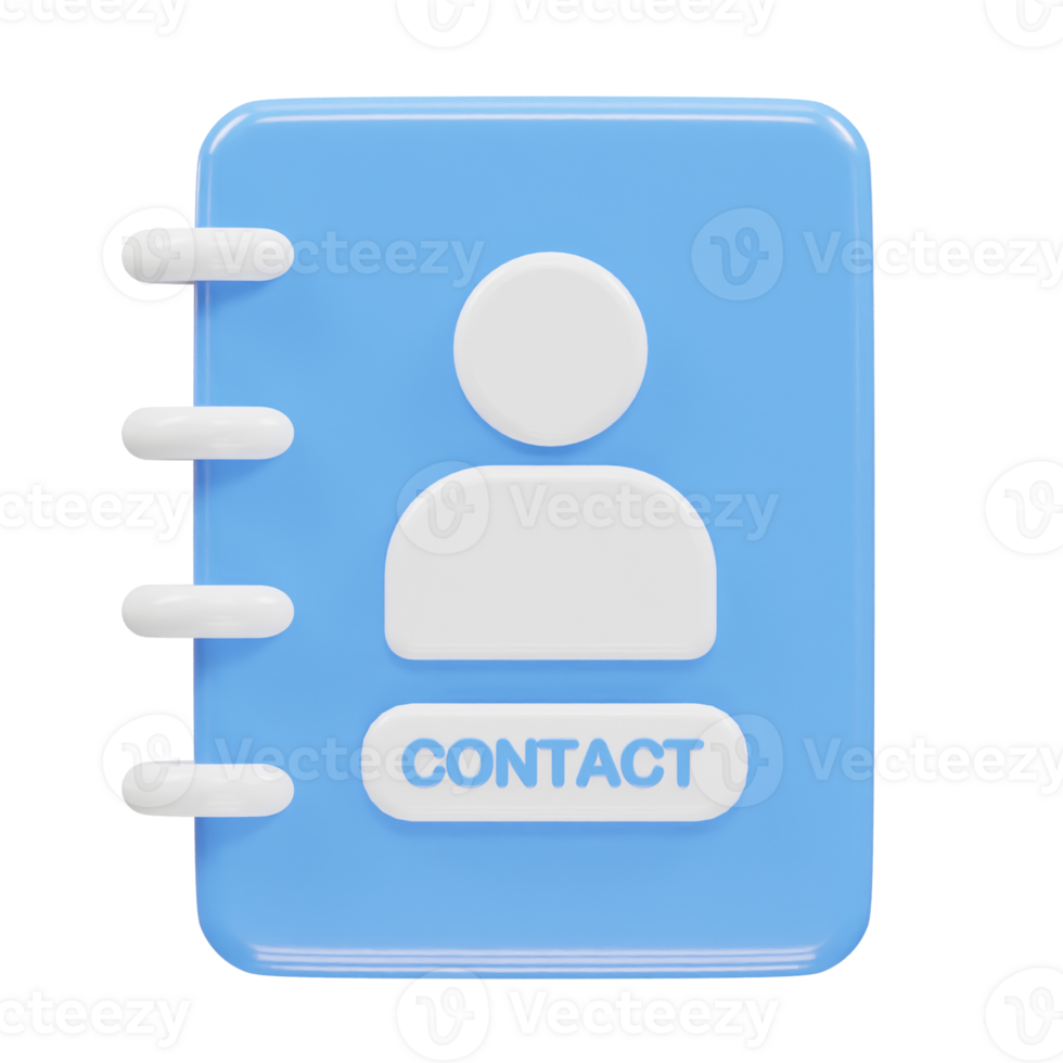 Contact book icon 3d rendering illustration element png