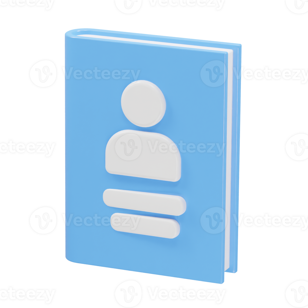 Contact book icon 3d rendering illustration element png