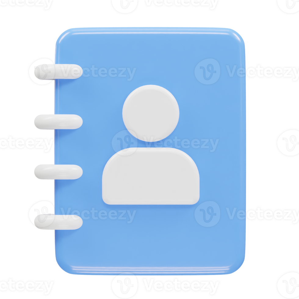 Contact book icon 3d rendering illustration element png