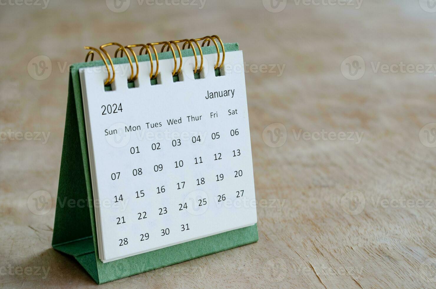 January 2024 table calendar with customizable space for text. Calendar and copy space concepts photo