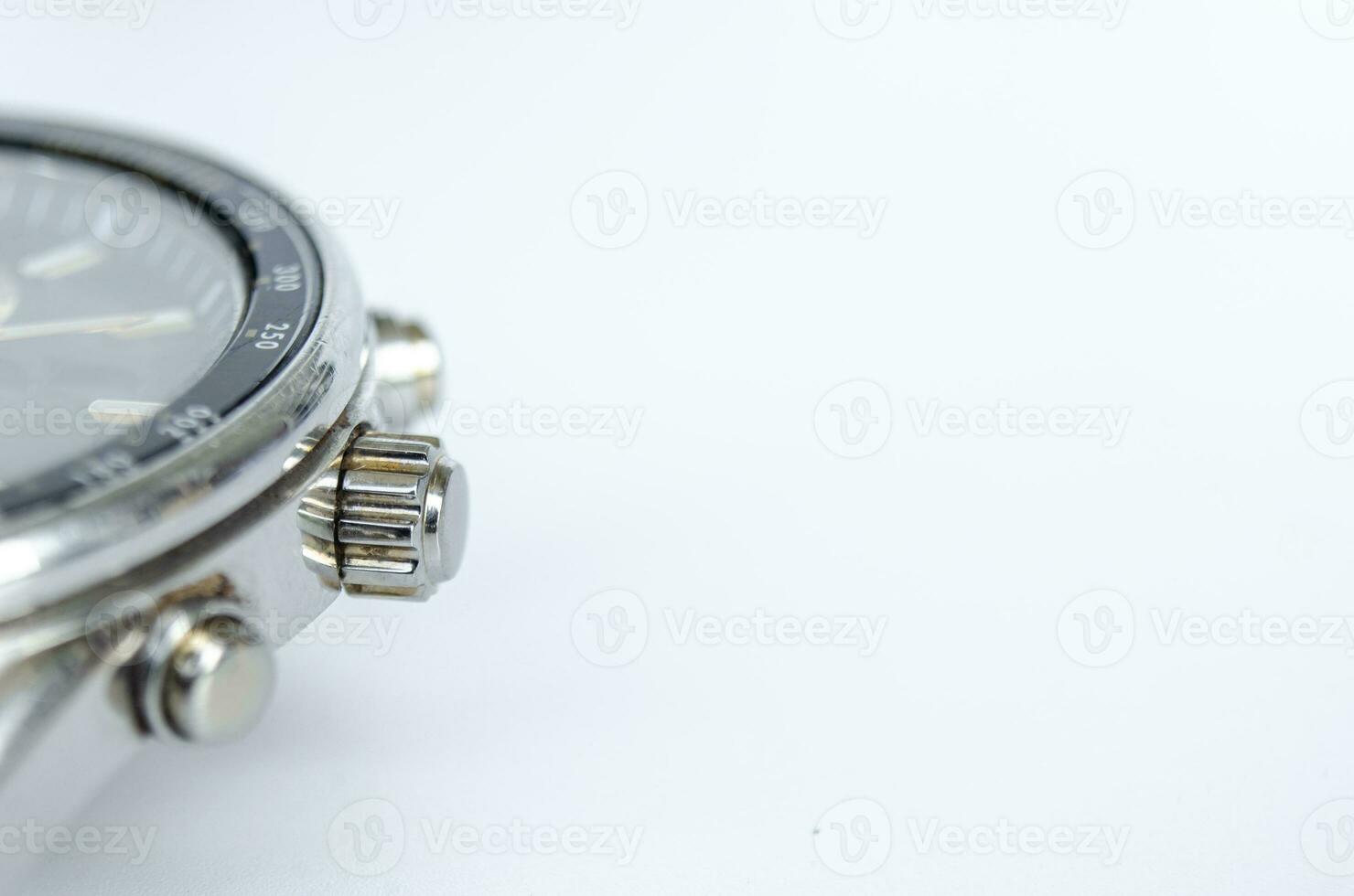 Luxury watch isolated on white background with customizable space for text. Time concept and copy space photo