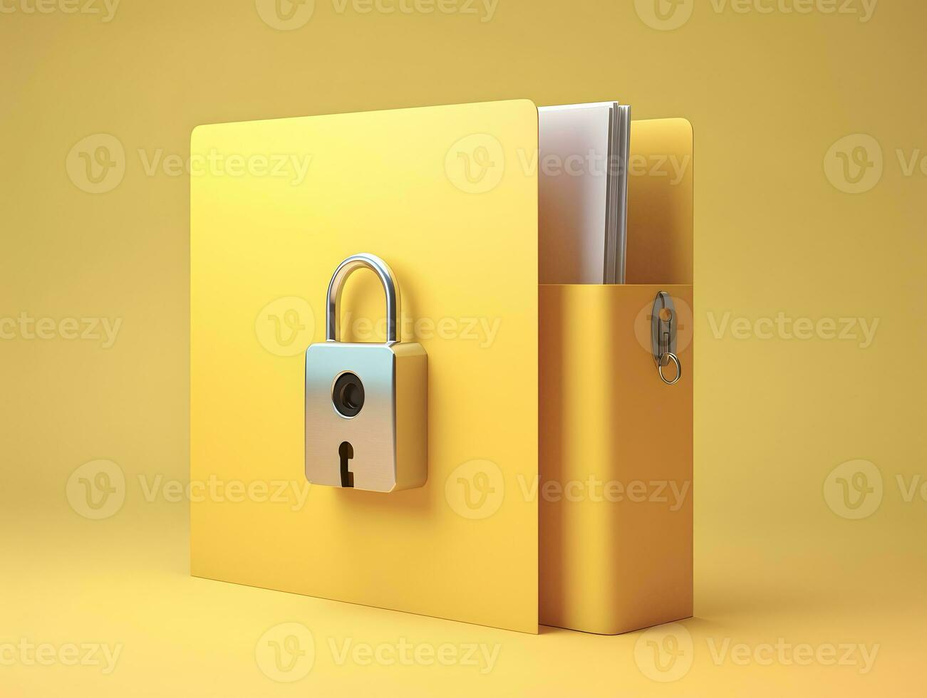 Computer file folder with lock. Data protection , cyber security concept photo