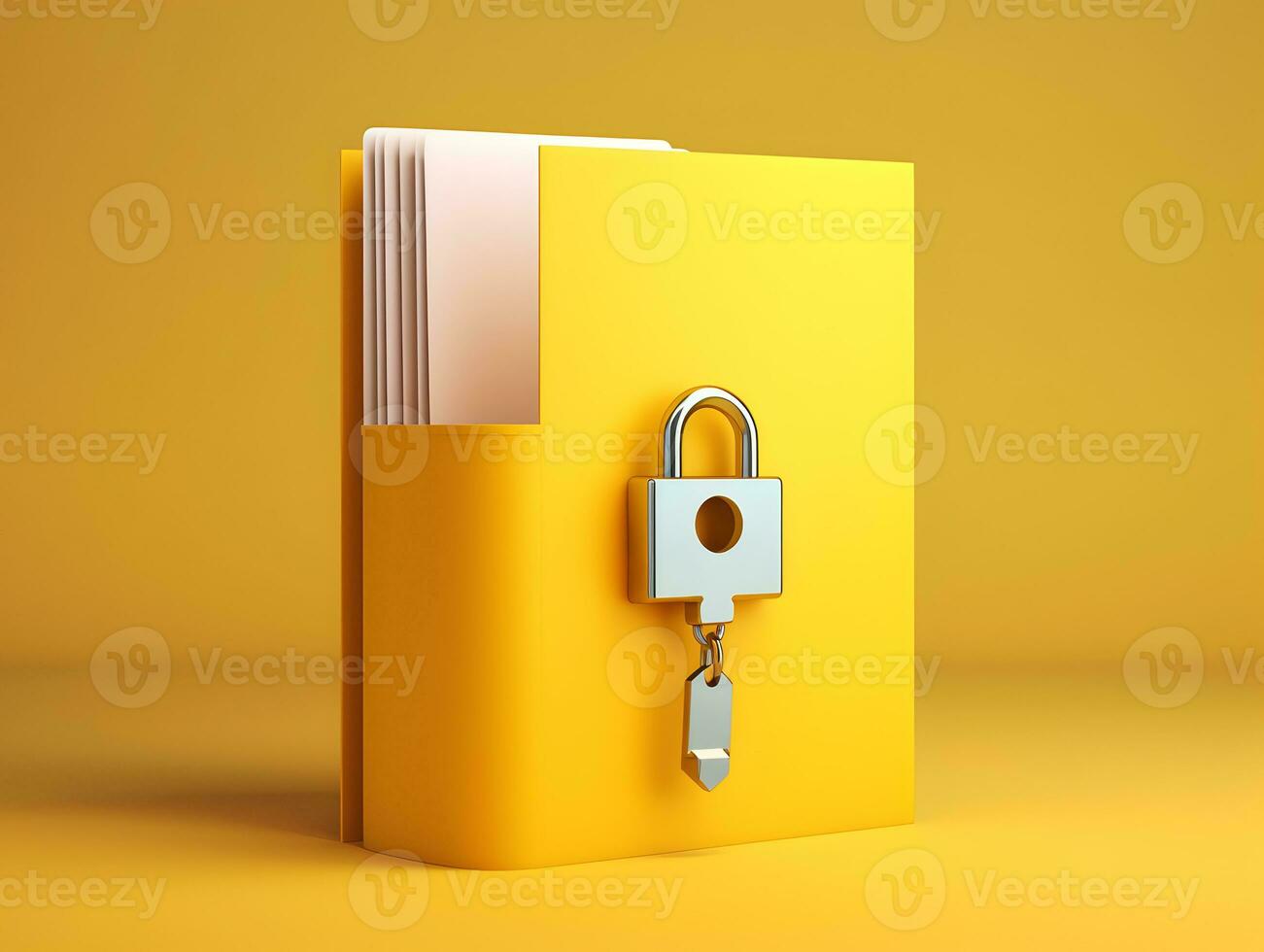 Computer file folder with lock. Data protection , cyber security concept photo