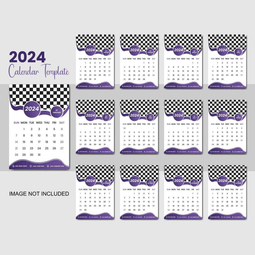 Vector 2024 Calendar Design template for Happy New Year