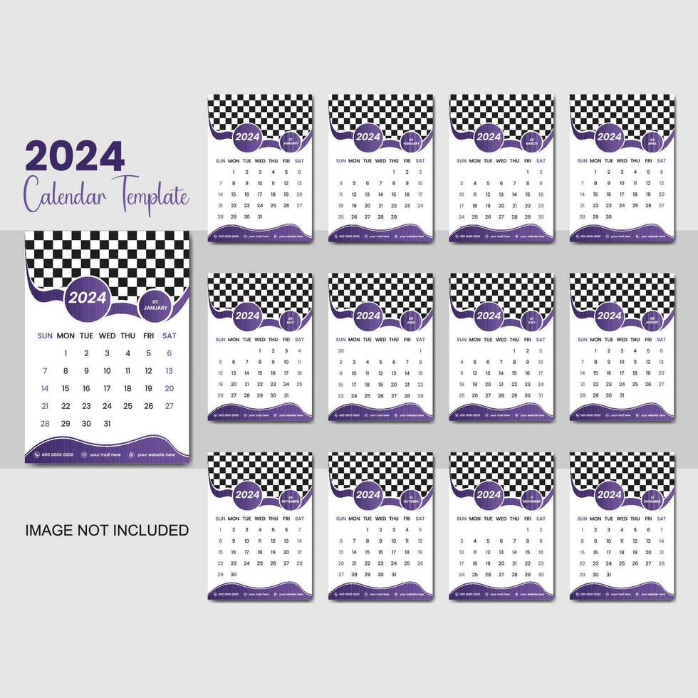 vector 2024 calendario diseño modelo para contento nuevo año