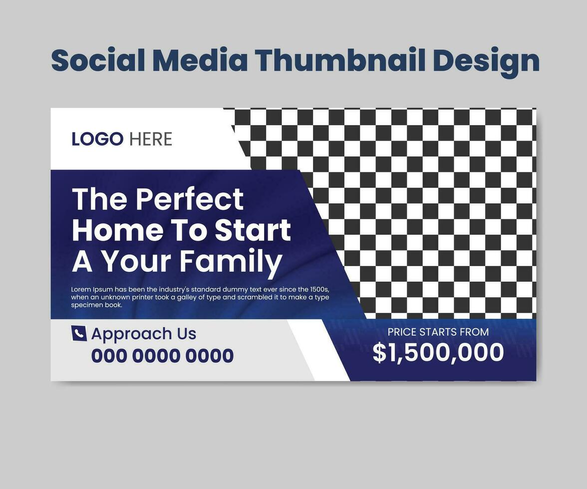 Social Media thumbnail design for any Social Media videos customizable video thumbnail design video cover fully editable thumbnail template for social media concept. vector