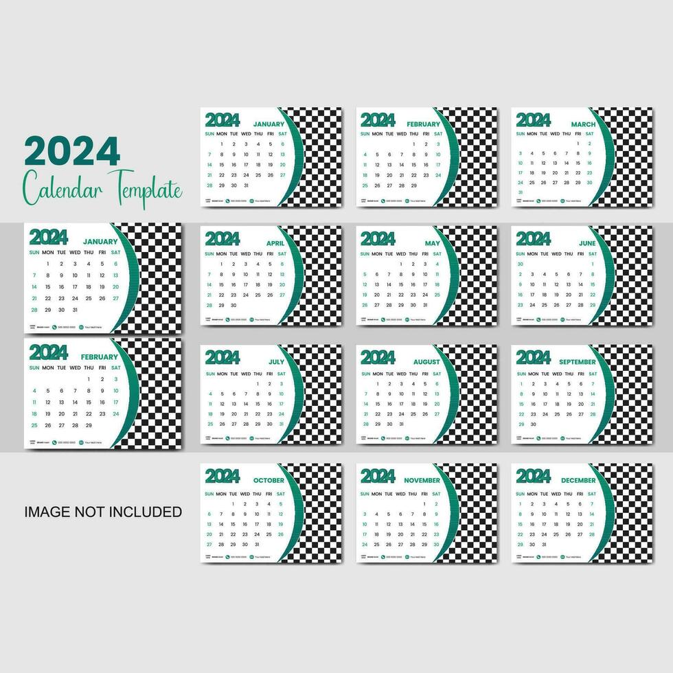 vector 2024 calendario diseño modelo para contento nuevo año