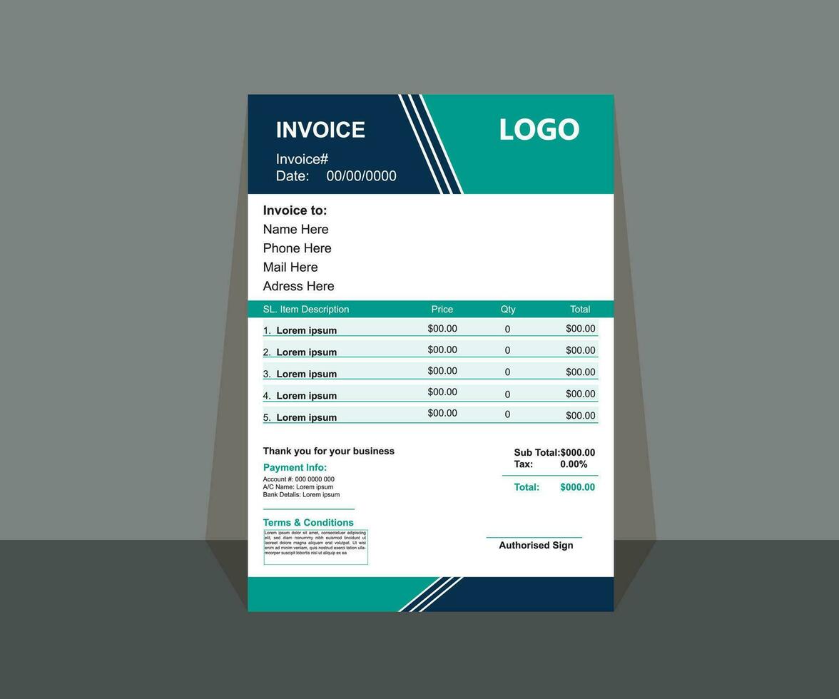 Vector invoice template design for your business