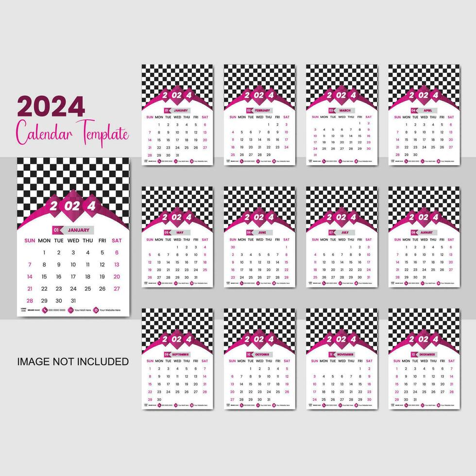 vector 2024 calendario diseño modelo para contento nuevo año