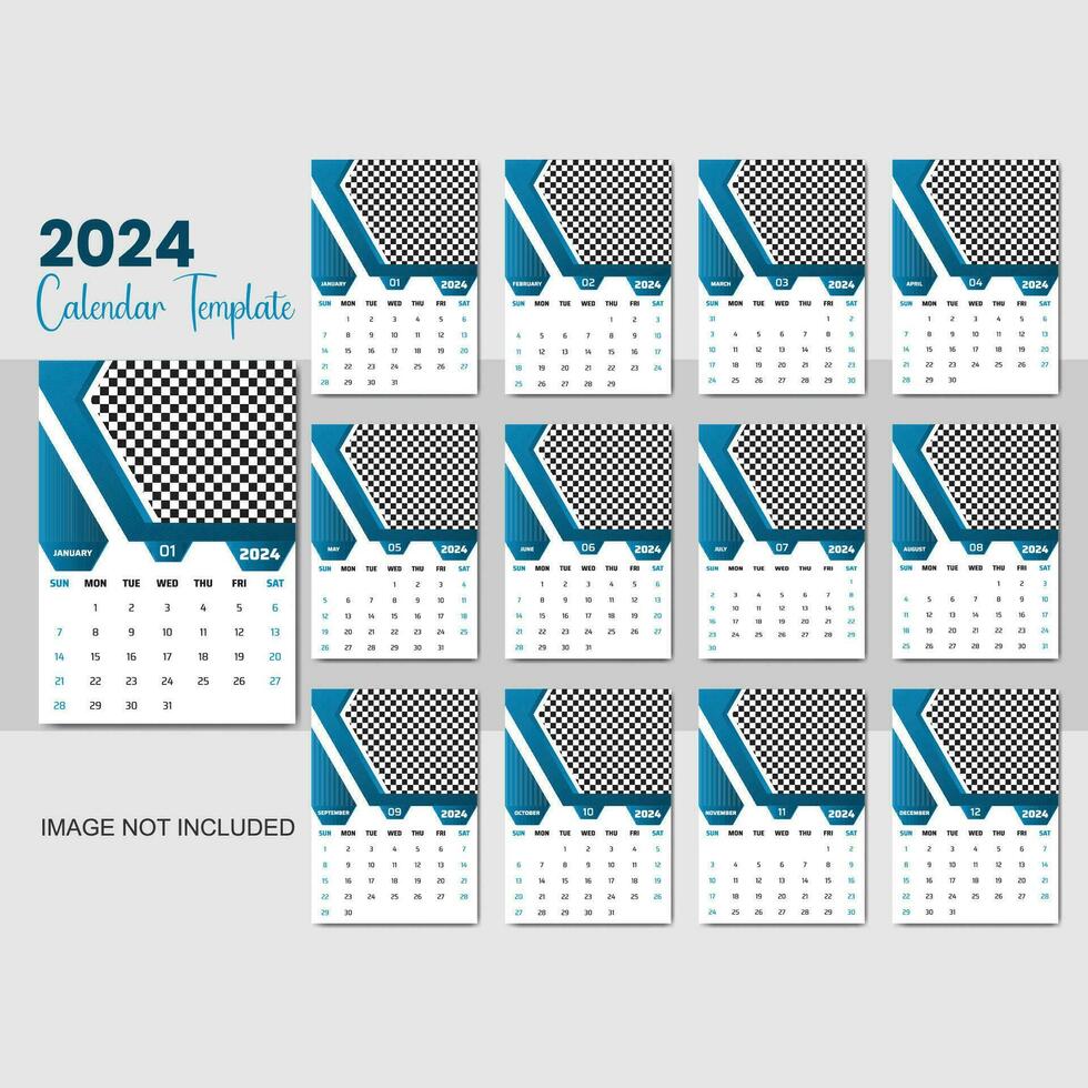 vector 2024 calendario diseño modelo para contento nuevo año