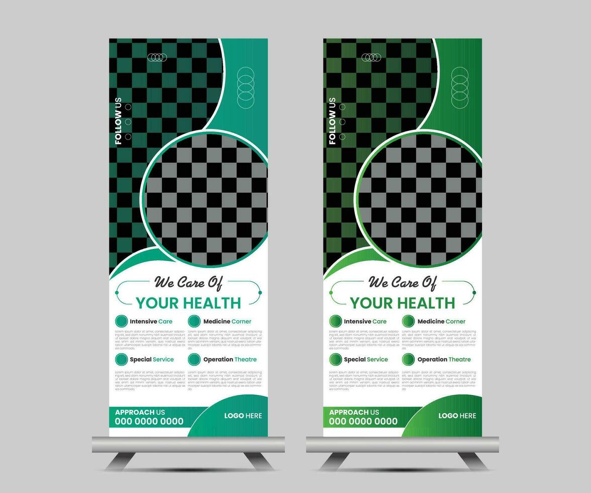 Vector modern corporate roll up banner template for marketing premium vector