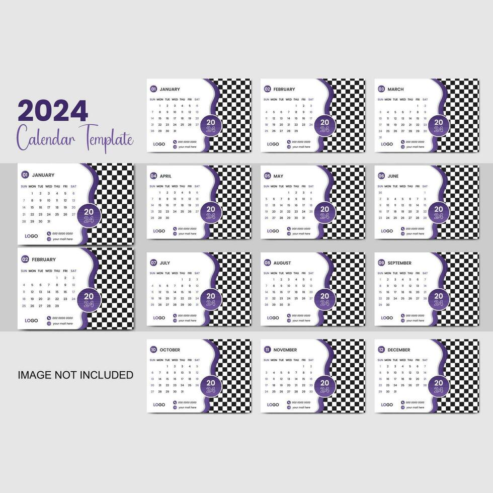 vector 2024 calendario diseño modelo para contento nuevo año