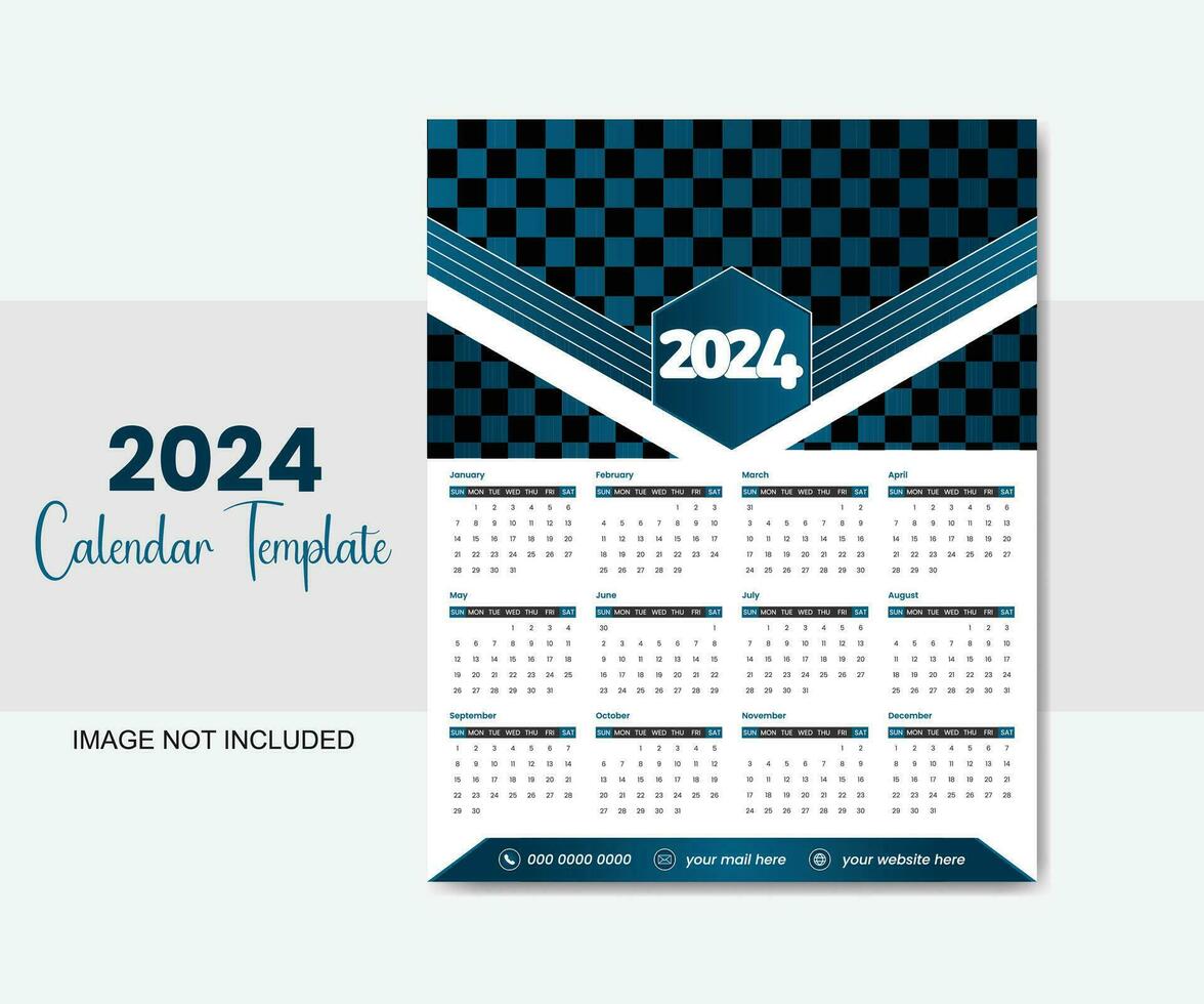 vector 2024 calendario diseño modelo para contento nuevo año