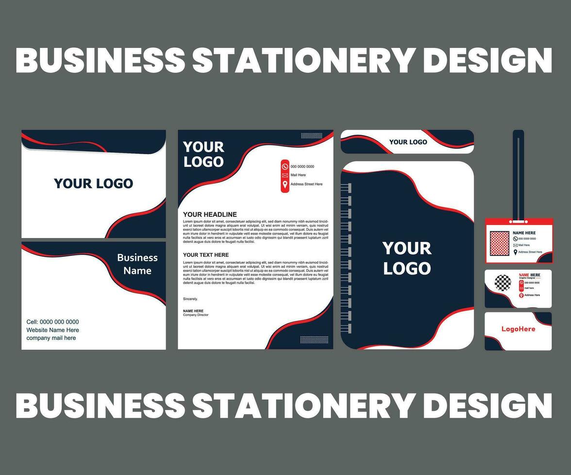 Vector stationery set with business branding highlighted professional color and modern shapes