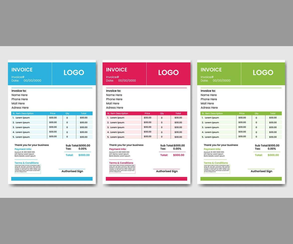 Vector invoice template design for your business