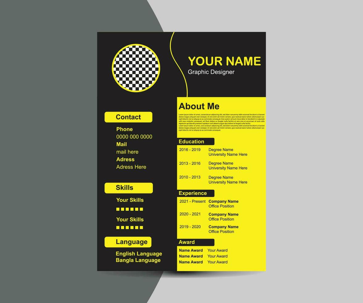 Professional resume business layout, Creative CV template vector minimalist .