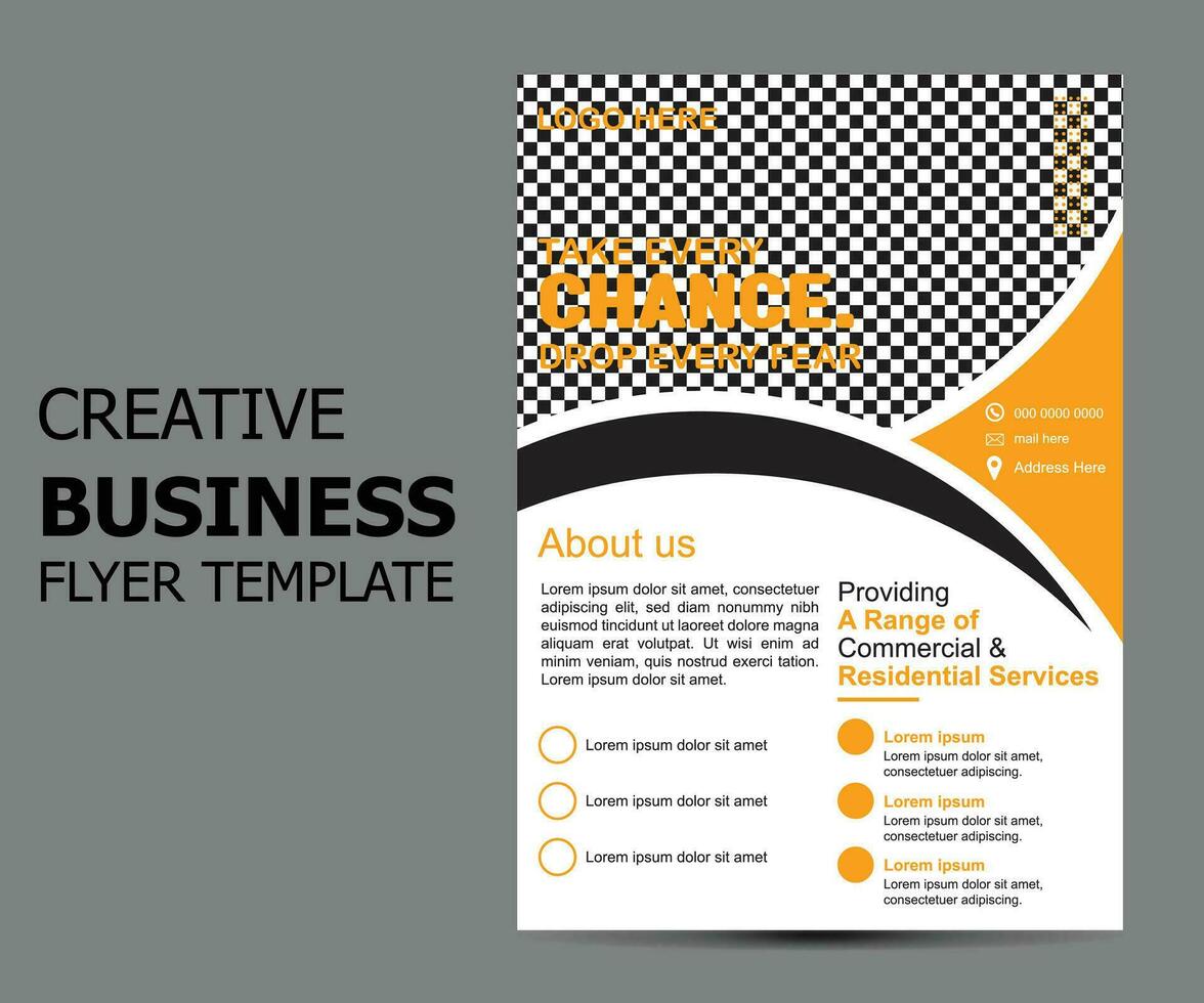 Business flyer design template graphic design with graphic elements and space for photo background vector