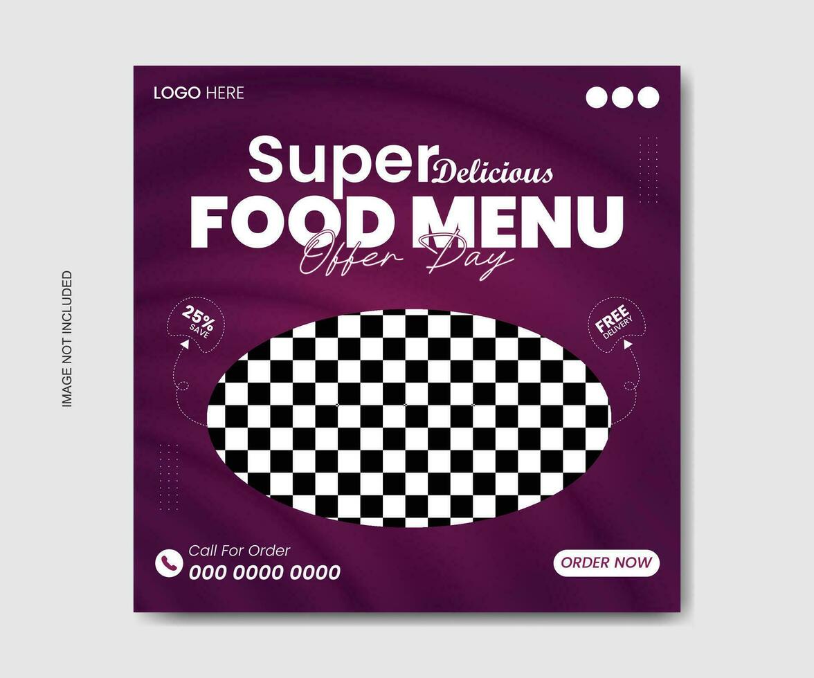 Vector food menu banner for social media template
