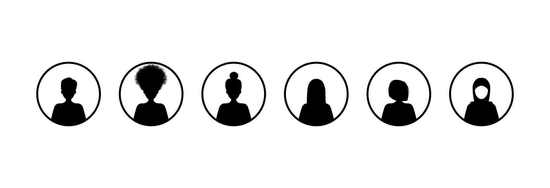 Silhouette girls avatar. vector