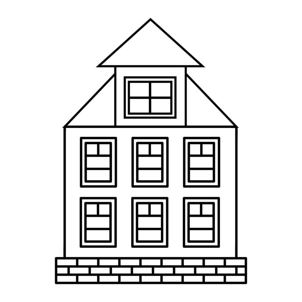 linda escandinavo garabatear casa. holandés canal lineal hogar. tradicional arquitectura de Países Bajos, Bélgica y Amsterdam. mano dibujado vector ilustración aislado en blanco antecedentes.