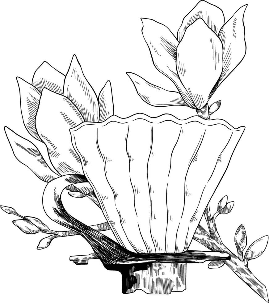 V60 filter flower hand drawn illustraton vector