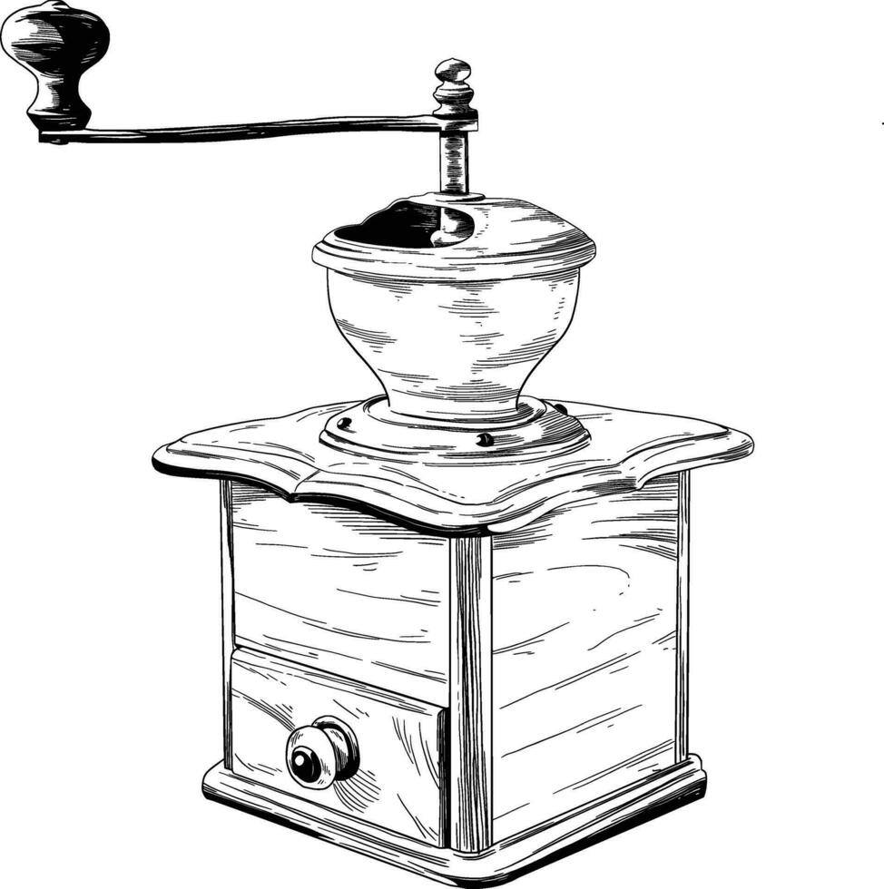Old vintage coffee grinder illustration vector