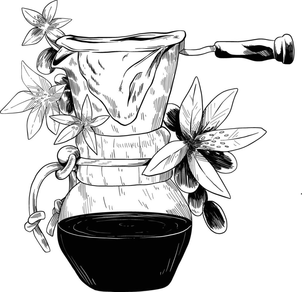 Coffee filter flower, good coffee, illustration for coffee shop vector