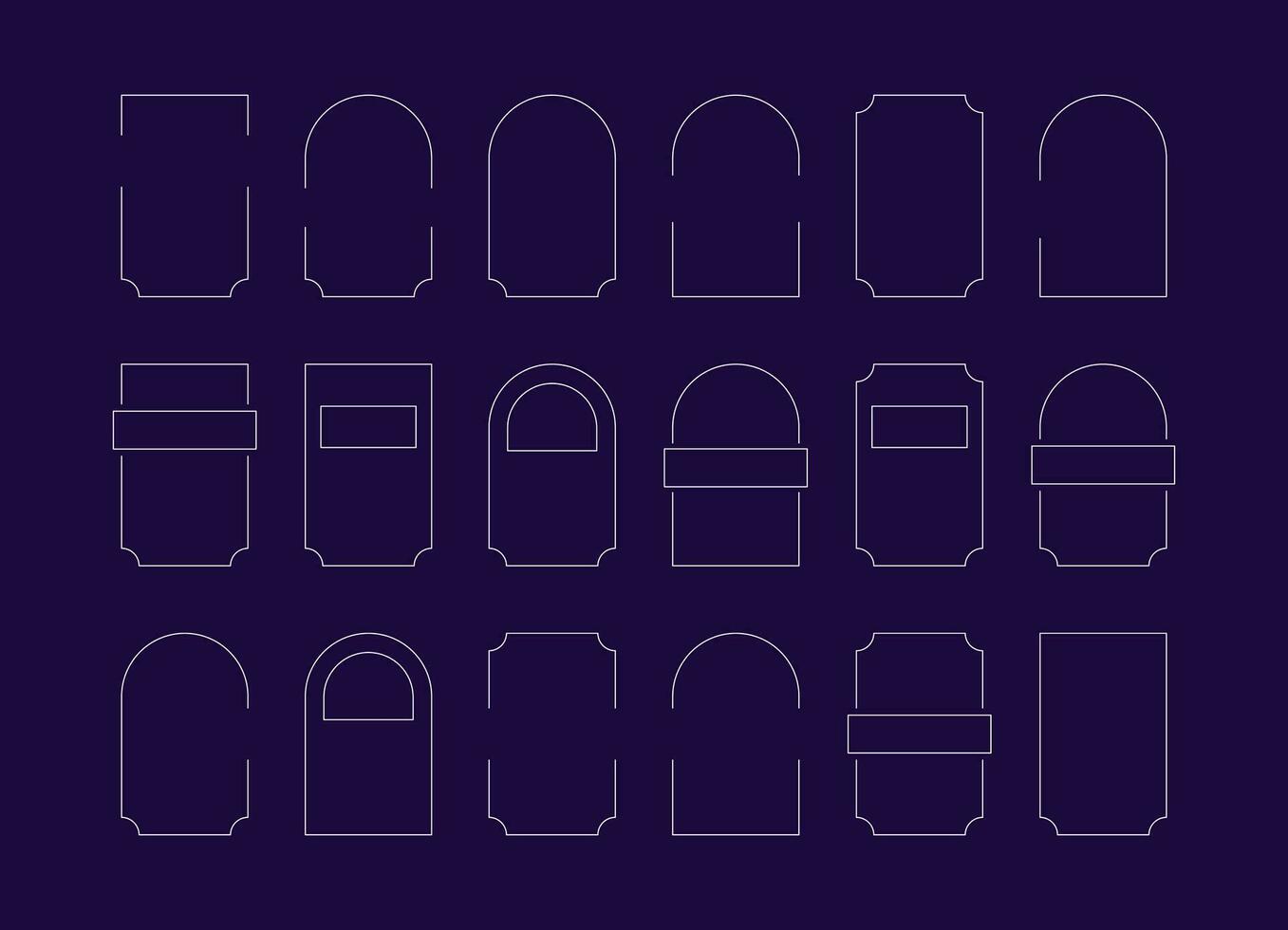 Collection of y2k aesthetic frames on blue background. vector