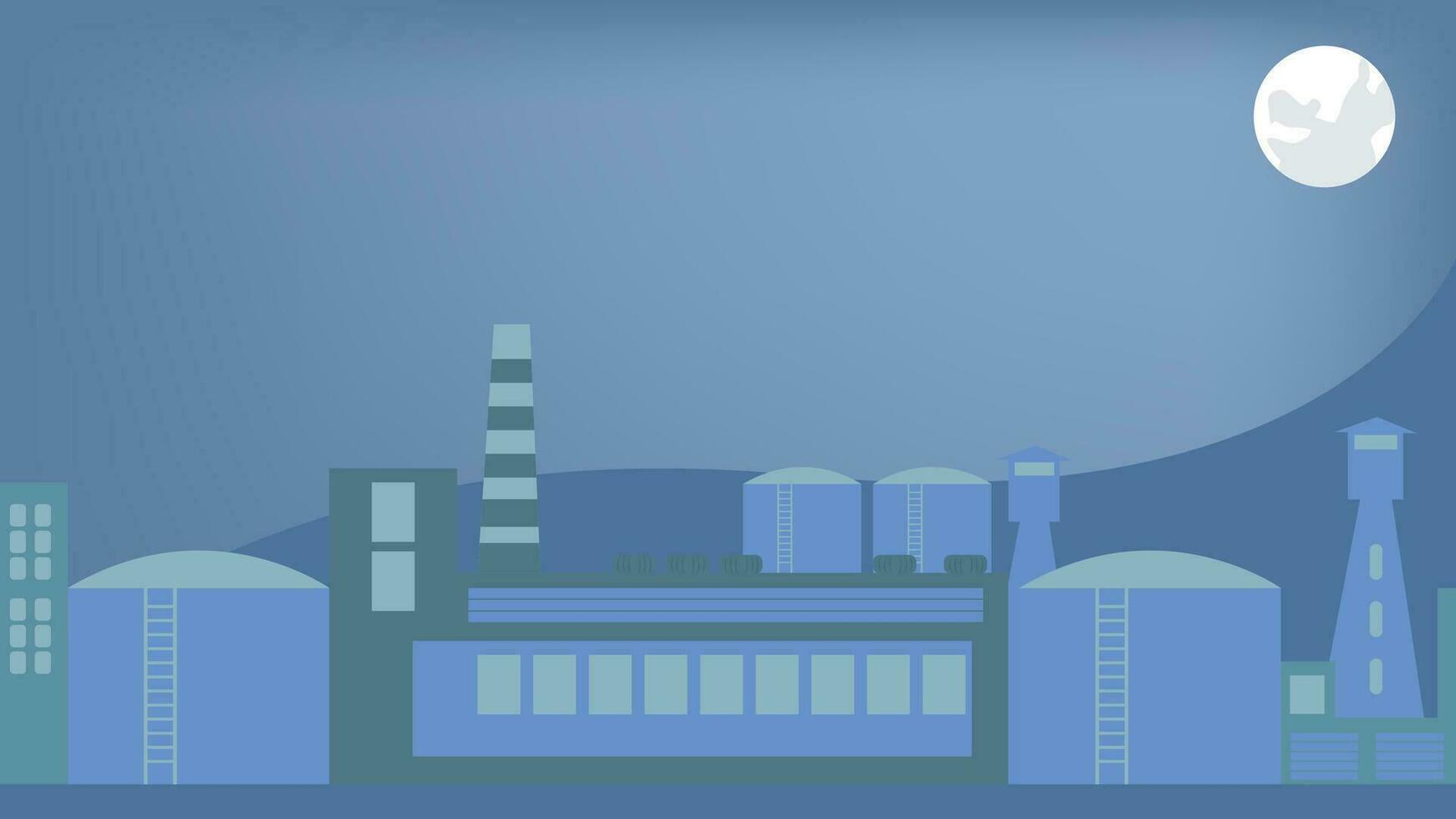 factory in the night scene illustration vector