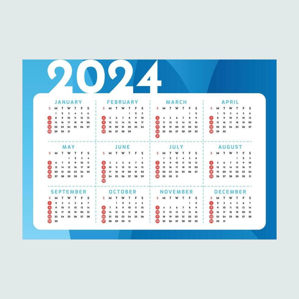 2024 Calendar Editable Vector