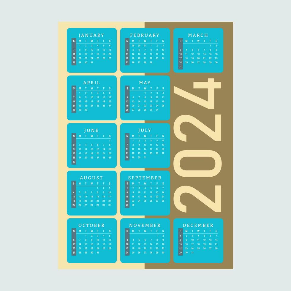 2024 Calendar Editable Vector 34338483 Vector Art at Vecteezy
