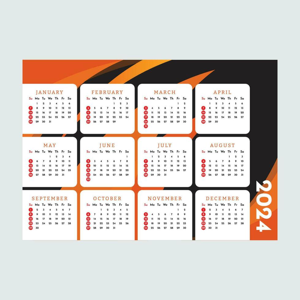 2024 calendario editable vector