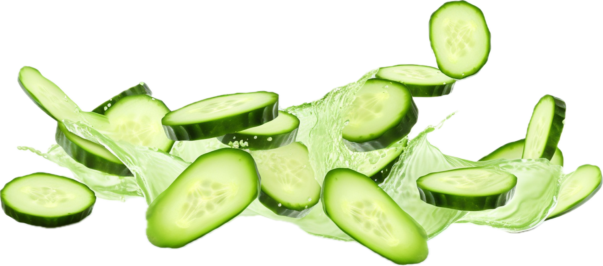 Falling cucumber slices png with AI generated.