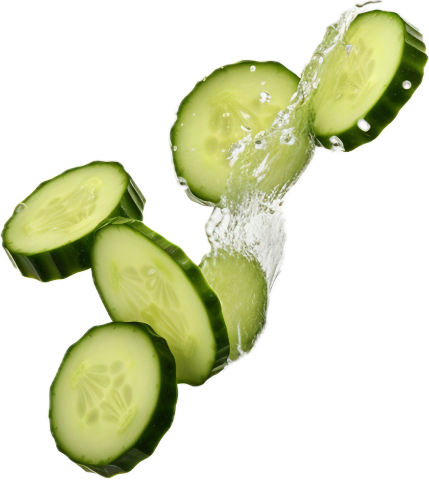 Falling cucumber slices png with AI generated.