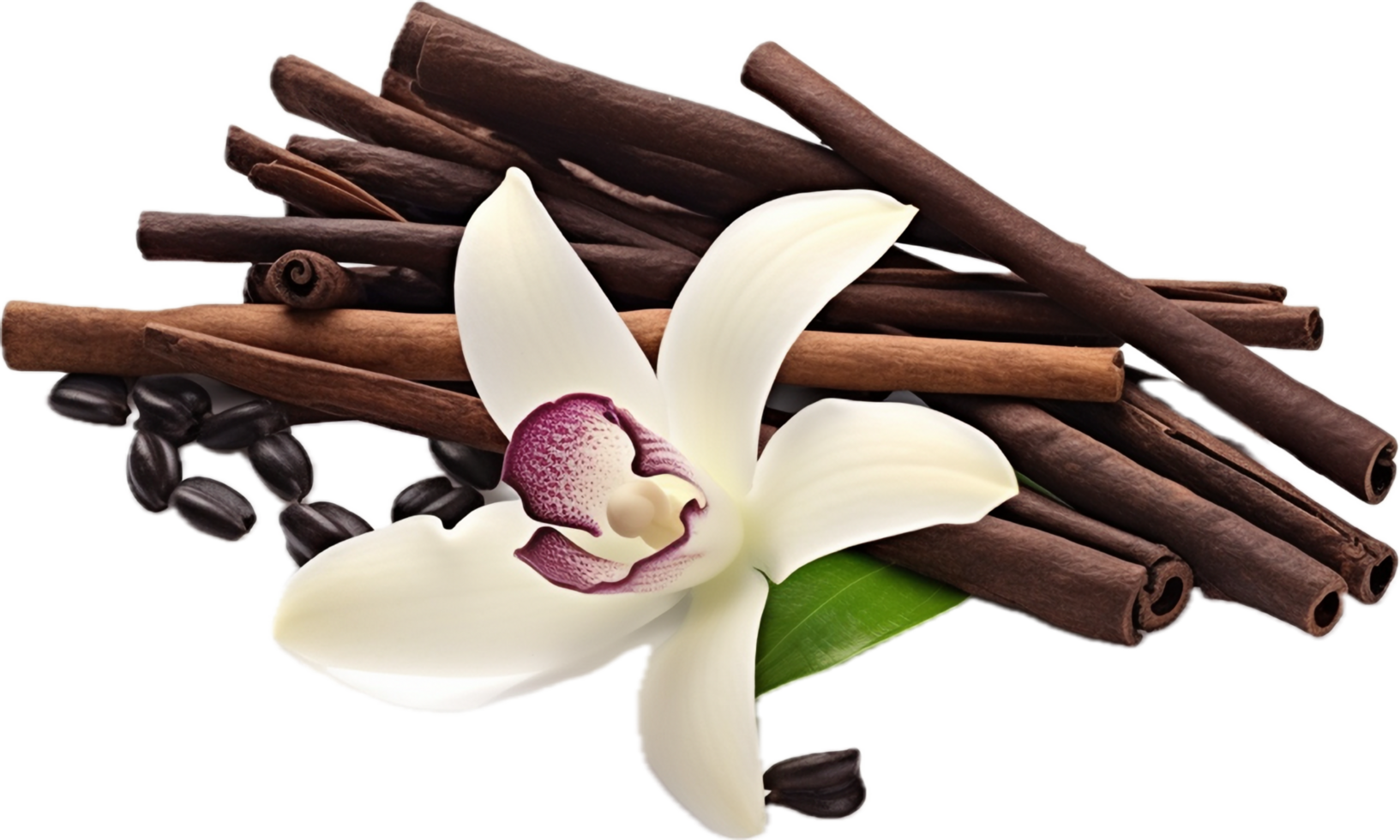 baunilha vagens e orquídea flor png com ai gerado.