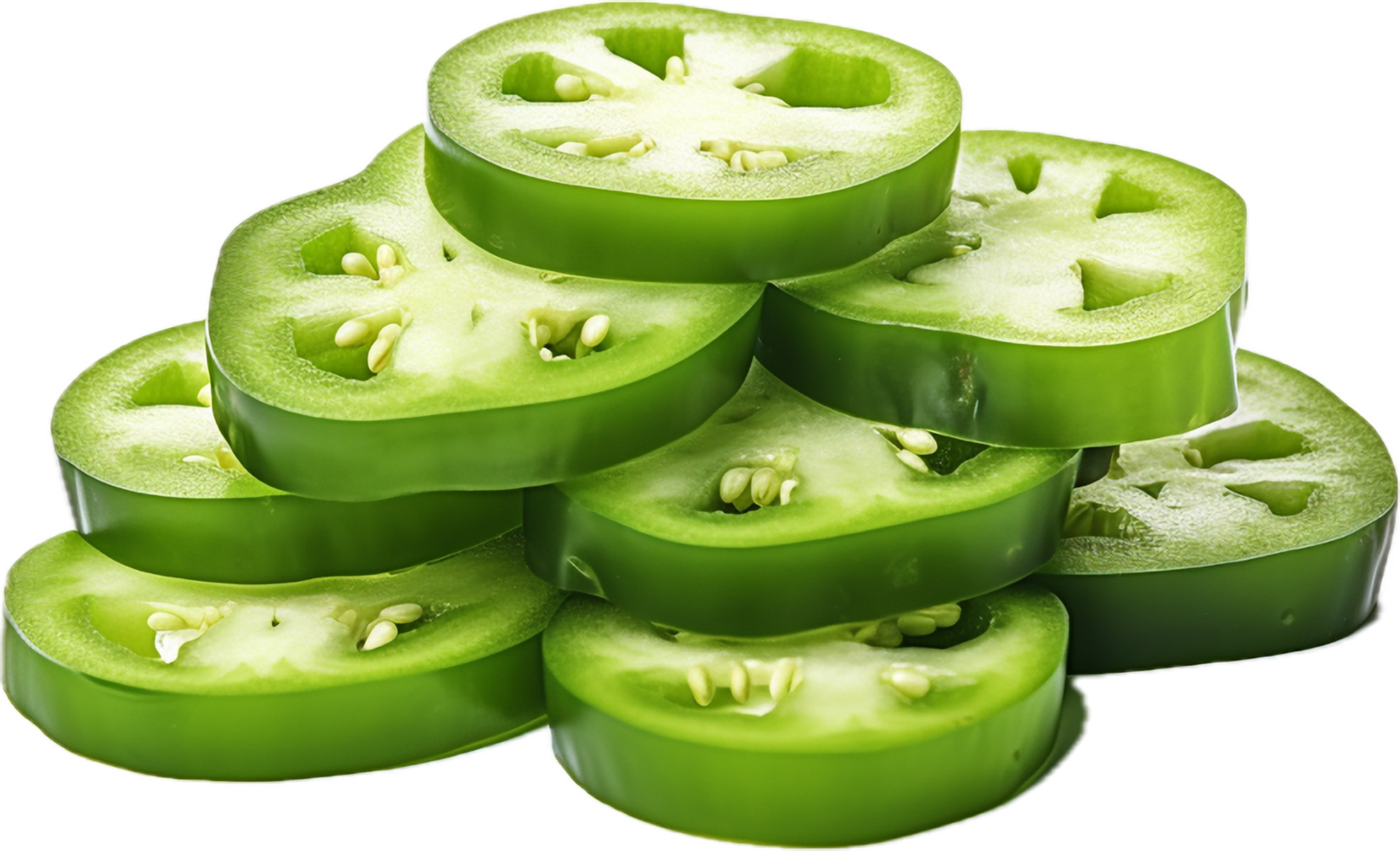Green pepper slices png with AI generated.