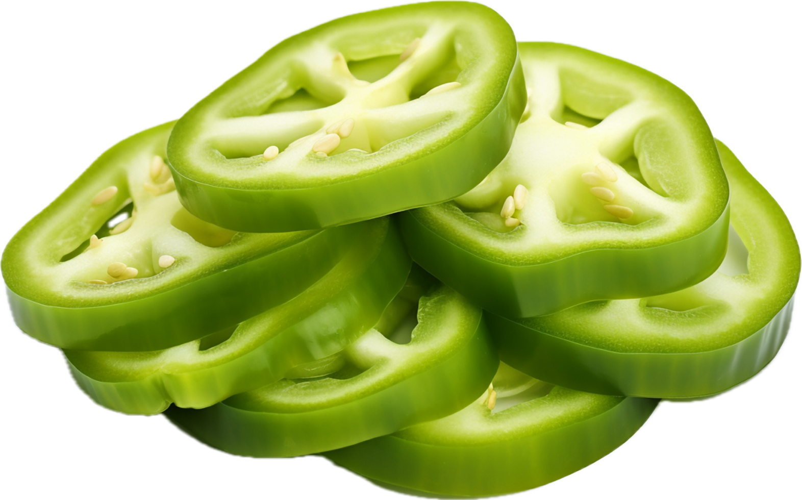 Green pepper slices png with AI generated.