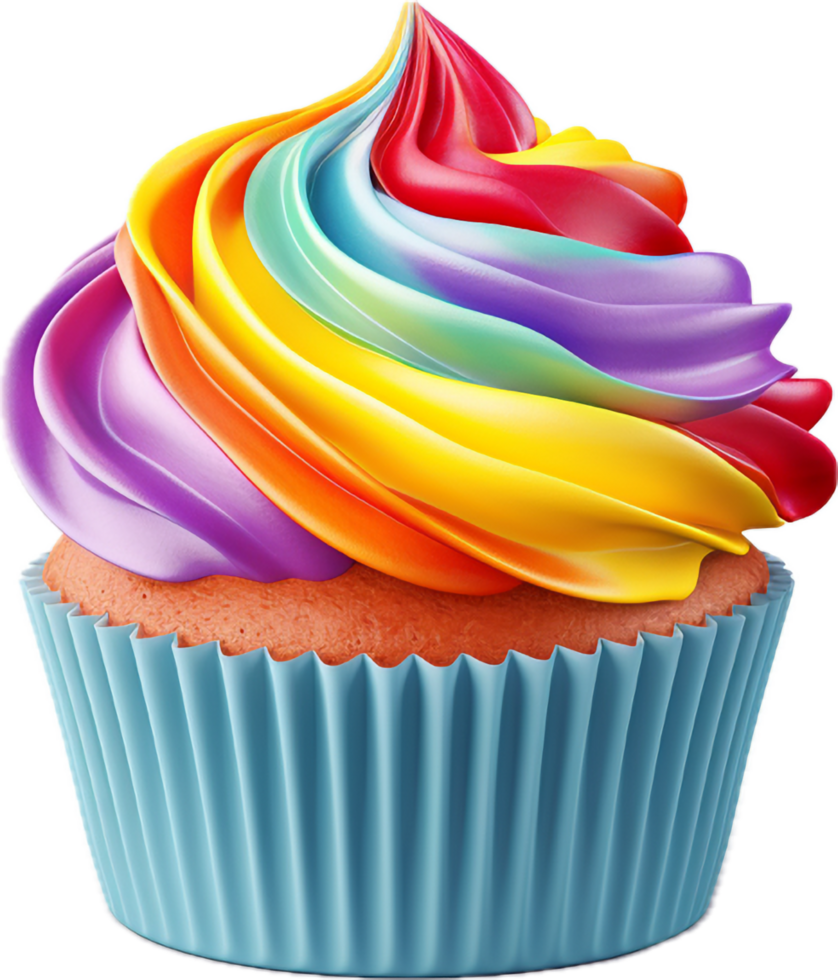 Rainbow cupcake png with AI generated.