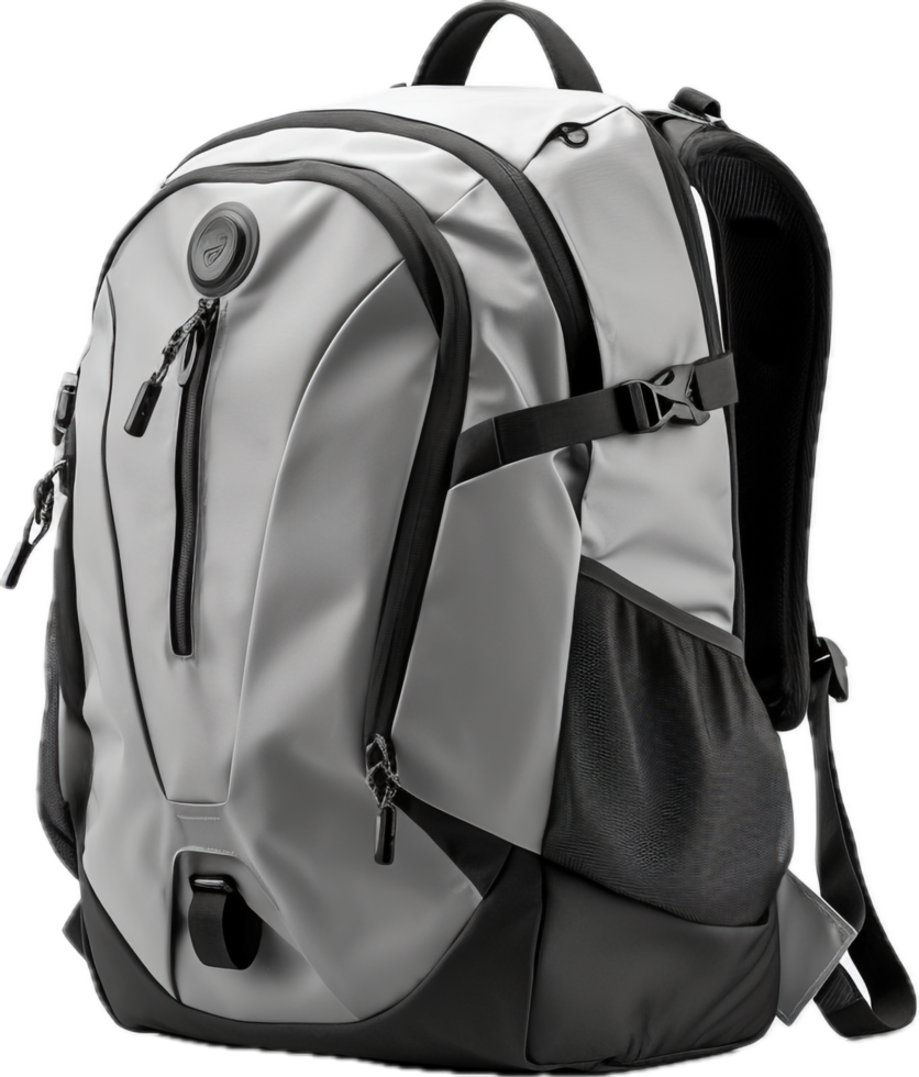 Gray backpack png with AI generated.