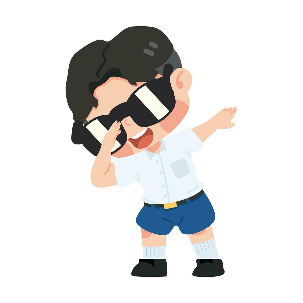 Cute boy student posing as dab vector